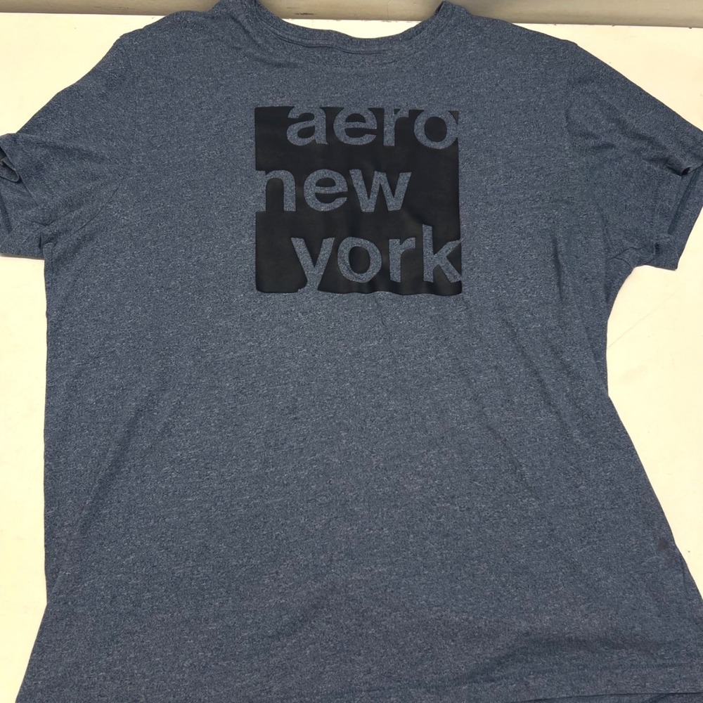 Aeropostale Aero New York Mens Heather Blue Graphic T-Shirt Crewneck XL